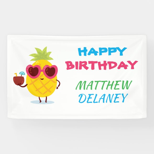 Pancarta personalizada de Luau para Fiesta de Piña (Horizontal)