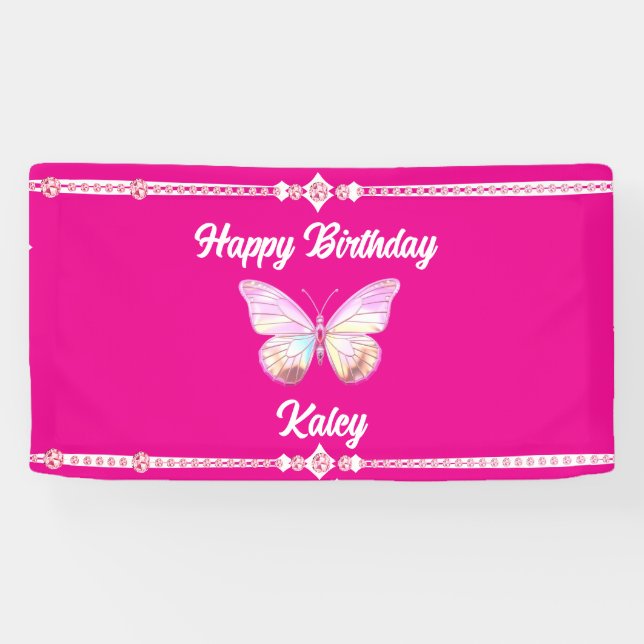 Pancarta personalizada de mariposa jewel (Horizontal)