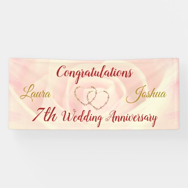 Pancarta personalizada del séptimo aniversario del (Horizontal)