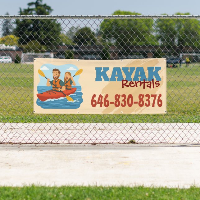 Pancarta personalizada para alquiler de kayak (In situ)
