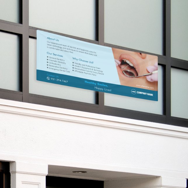 Pancarta personalizada para clínica dental (Edificio exterior)