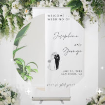 Banner de bienvenida de boda personalizado, signo 