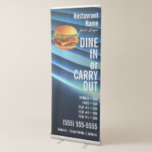 Banner retráctil para hamburguesas