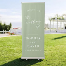 Bienvenida a Boda de caligrafía verde Sage