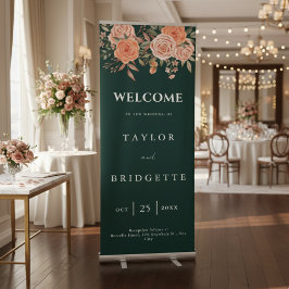 Pancarta Retráctil Bienvenida a la elegante boda de otoño con flores