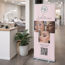Blush Pink Script Logo QR Code Photo Lashes