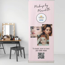 Blush Pink Script Logo QR Code Photo Makeup  