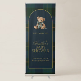 Pancarta Retráctil Classic Dark Green Plaid Baby Shower Banner