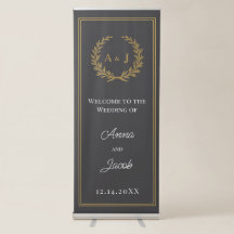 Elegant Laurel Wreath Monogram Welcome Wedding