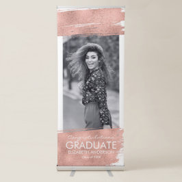 Pancarta Retráctil Felicitaciones Rosa Oro Foto Graduada