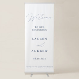 Pancarta Retráctil Minimalista bienvenida azul turquesa a nuestro ini