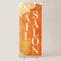 Naranja de color de agua del salón de uñas Rótulo