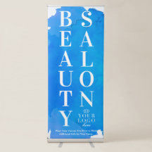 Rótulo vertical azul del salón de belleza