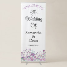 Signo de bienvenida del boda de banners retráctil 