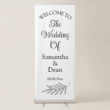 Signo de bienvenida del boda de banners retráctil 