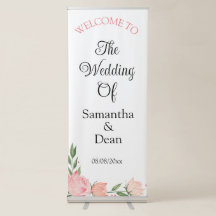 Signo de bienvenida del boda de banners retráctil 
