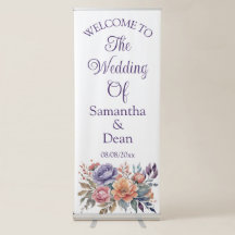 Signo de bienvenida del boda de banners retráctil