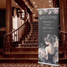 Signo de bienvenida retráctil de cumpleaños 18 de