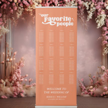 Tabla de asientos de Boda de Naranja retro minimal
