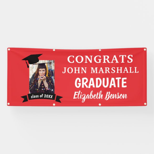 Pancarta roja de Personalizado graduado de Felicit (Horizontal)