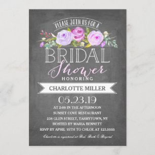 Pancarta Rosa Bridal Shower Invitación Purple