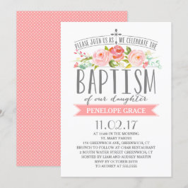 Pancarta Rosa | Invitación al bautismo Chica