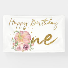 Pancarta rosa y Purpurina de la Calabaza de Cumple