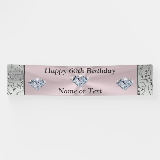 Pancartas de cumpleaños 60 del Diamante personaliz (Horizontal)