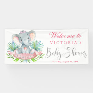 Pancartas de Elephant Baby Shower para chicas