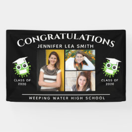 Pancartas de graduación negra personalizadas con f