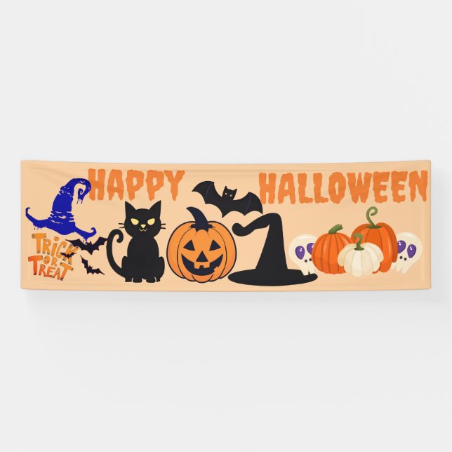Pancartas de la fiesta de Halloween personalizado, (Horizontal)