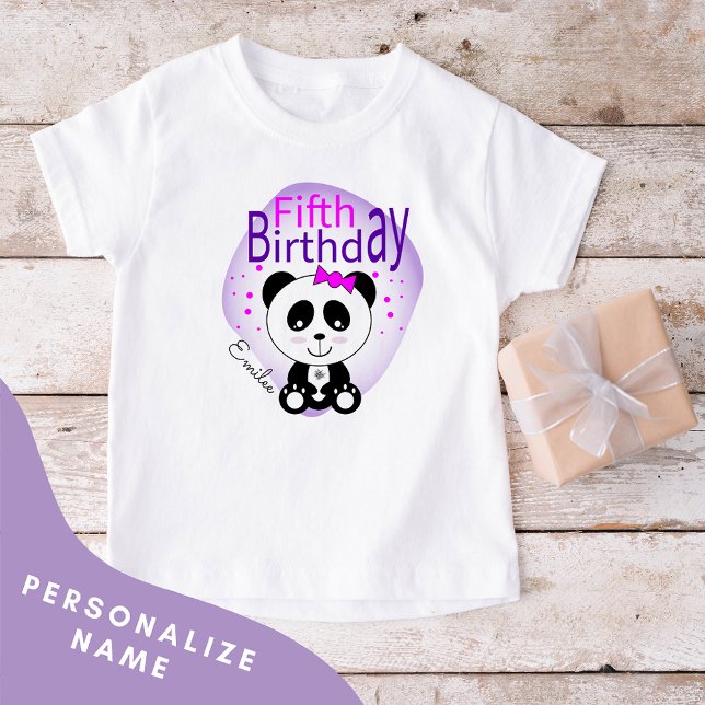 Panda 5ª camiseta de Chicas de cumpleaños (púrpura (Subido por el creador)