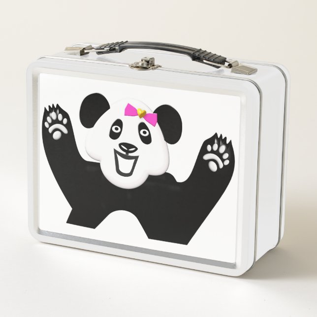 Panda adorable con arco rosado (Anverso)