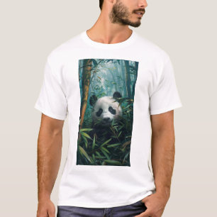 Panda adorable en la camiseta del bosque de Bambú