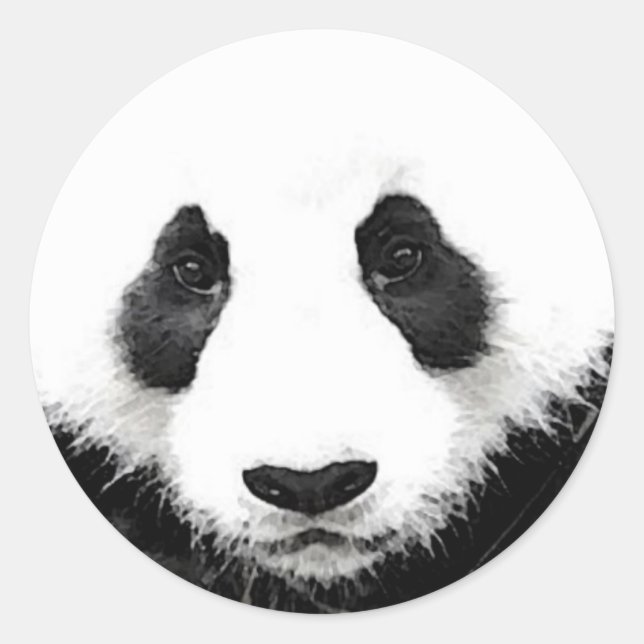 Panda Artwork Round Pegatina Black & White Pop Art (Anverso)