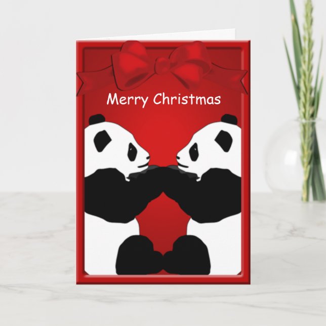 Panda Bear Amigos Feliz Saludo de Navidad (Anverso)