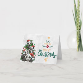 Panda Bear Family para tarjetas de Navidad