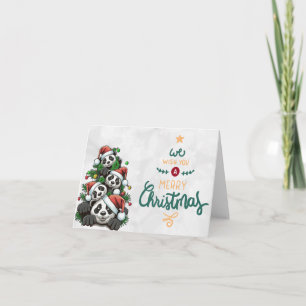 Panda Bear Family para tarjetas de Navidad