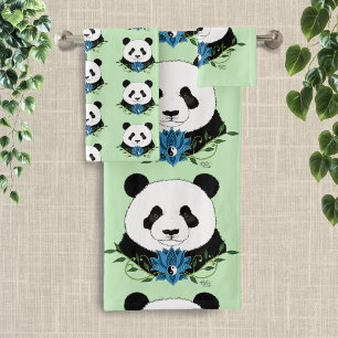 Panda Bear Lotus Flower Blue