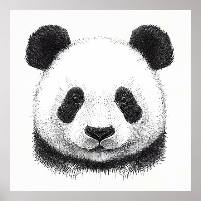 Panda Bear Naturaleza Salvaje Arte de Ilustracion  (Frente)