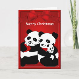 Panda Bear Pareja Bebé Feliz Saludo de Navidad