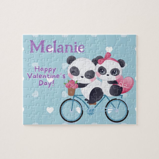 Panda Bear Valentine's Custom Kid Puzzle  (Horizontal)