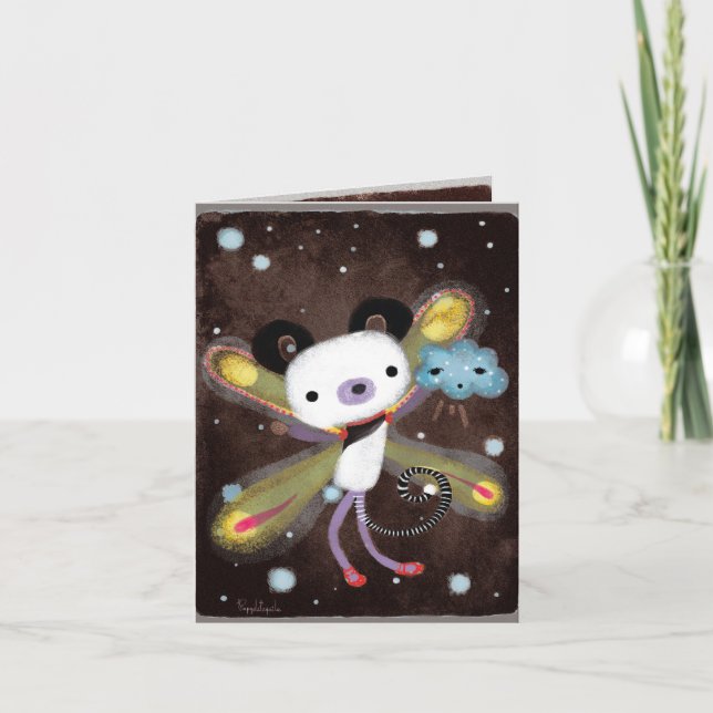 Panda Bear y la linda tarjeta de amigo de la nube  (Anverso)