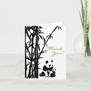 Panda Bears and Bamboo Gracias Tarjeta