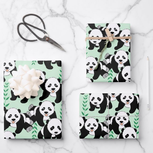 Panda Bears Envolver hojas de papel (Anverso)