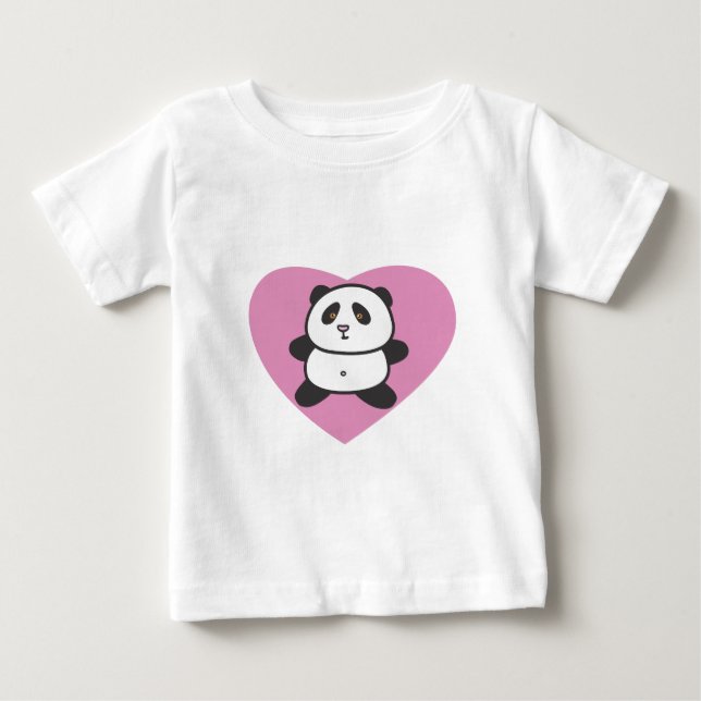 Panda bebé en camiseta de niños pequeños de corazó (Anverso)