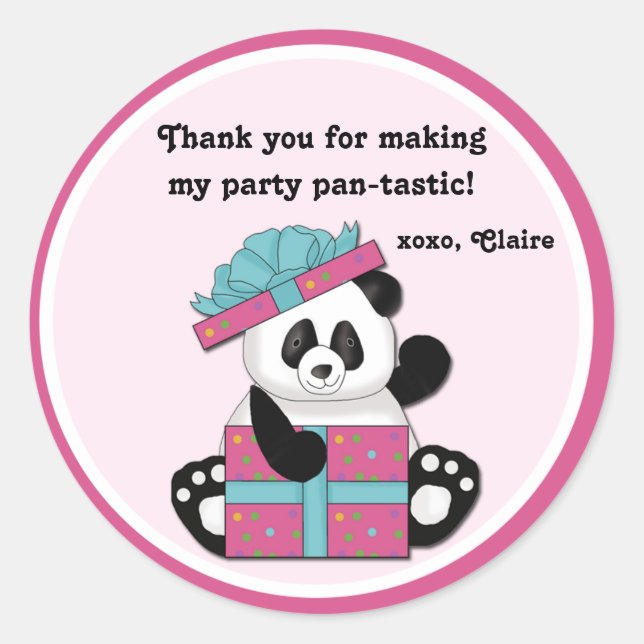 Panda Birthday Party Favor Pegatinas (Anverso)