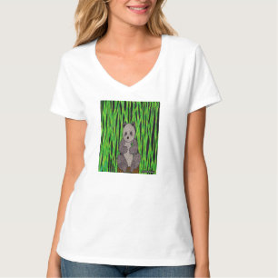 Panda (blanco) - Camiseta de cuello en V para muje