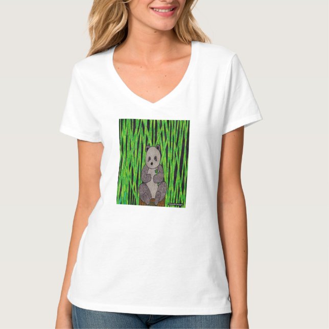 Panda (blanco) - Camiseta de cuello V para mujeres (Anverso)