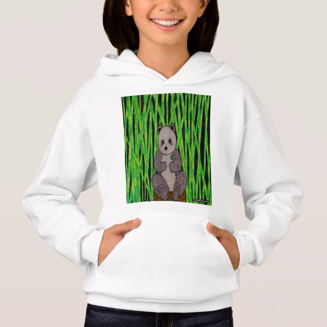 Panda (blanco) - Sudadera con capucha de niña (Anverso)